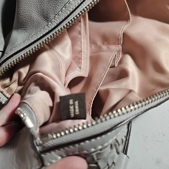 Coach Kristen Woven Round Leather Satchel $498 Authentic Gray/Silver VGUC - Picture 15 of 16